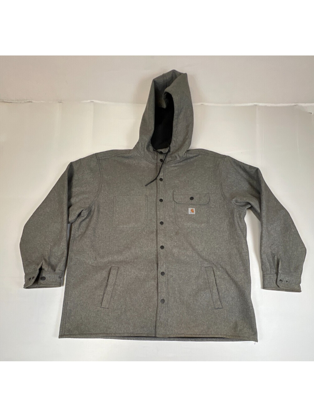 Carhartt Men 2XL Heather Gray Hooded Flannel Shirt Jacket Heavyweight Workwear